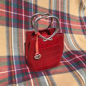 BRIGHTON CORAZON HEART HANDLE RED LEATHER BAG